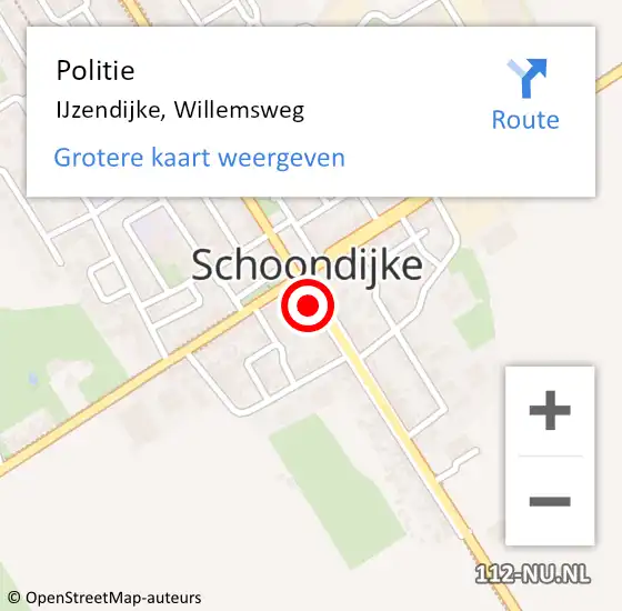 Locatie op kaart van de 112 melding: Politie IJzendijke, Willemsweg op 15 augustus 2016 13:26