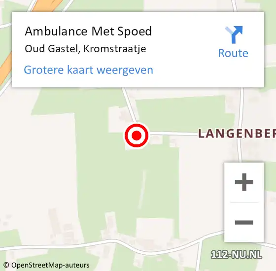 Locatie op kaart van de 112 melding: Ambulance Met Spoed Naar Oud Gastel, Kromstraatje op 15 augustus 2016 13:32