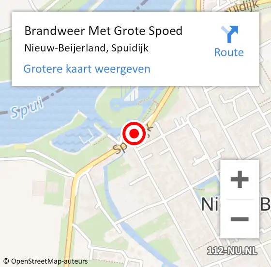 Locatie op kaart van de 112 melding: Brandweer Met Grote Spoed Naar Nieuw-Beijerland, Spuidijk op 15 augustus 2016 14:11