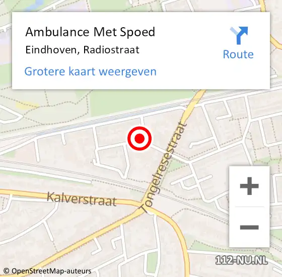 Locatie op kaart van de 112 melding: Ambulance Met Spoed Naar Eindhoven, Radiostraat op 15 augustus 2016 14:35