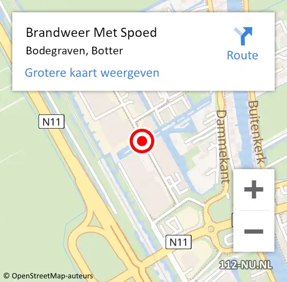 Locatie op kaart van de 112 melding: Brandweer Met Spoed Naar Bodegraven, Botter op 24 december 2013 08:44