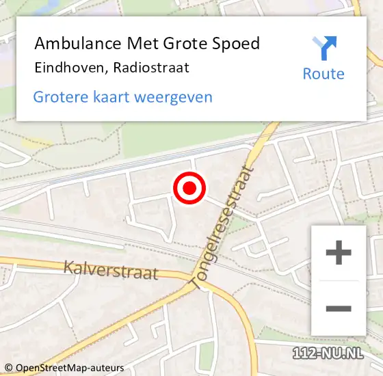 Locatie op kaart van de 112 melding: Ambulance Met Grote Spoed Naar Eindhoven, Radiostraat op 15 augustus 2016 14:37