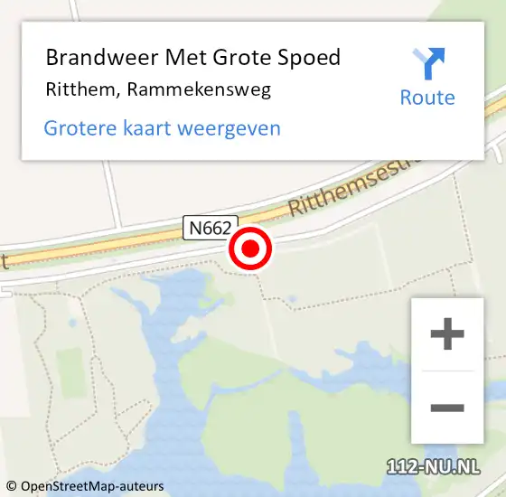 Locatie op kaart van de 112 melding: Brandweer Met Grote Spoed Naar Ritthem, Rammekensweg op 15 augustus 2016 14:40