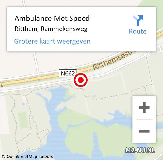 Locatie op kaart van de 112 melding: Ambulance Met Spoed Naar Ritthem, Rammekensweg op 15 augustus 2016 14:40