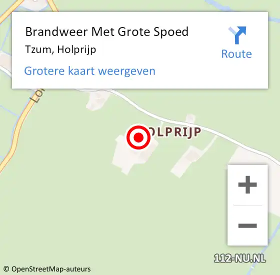 Locatie op kaart van de 112 melding: Brandweer Met Grote Spoed Naar Tzum, Holprijp op 15 augustus 2016 14:53