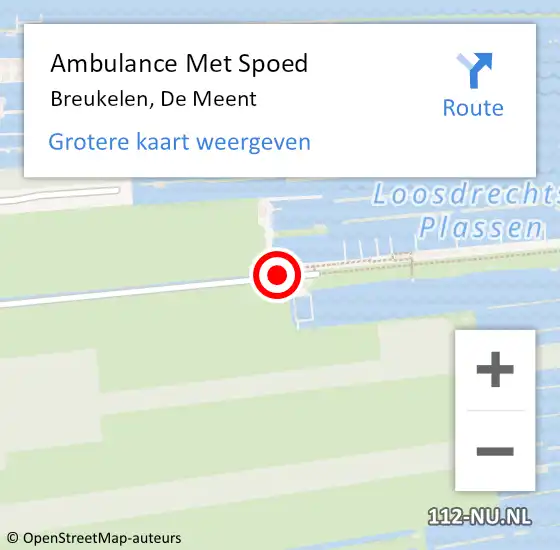 Locatie op kaart van de 112 melding: Ambulance Met Spoed Naar Breukelen, De Meent op 15 augustus 2016 15:50