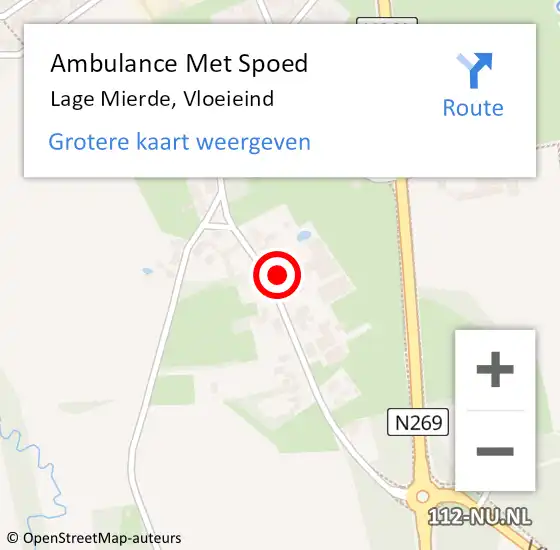 Locatie op kaart van de 112 melding: Ambulance Met Spoed Naar Lage Mierde, Vloeieind op 15 augustus 2016 15:51