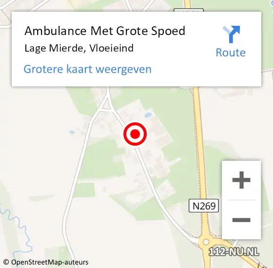 Locatie op kaart van de 112 melding: Ambulance Met Grote Spoed Naar Lage Mierde, Vloeieind op 15 augustus 2016 15:54