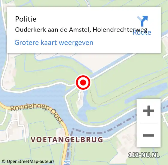 Locatie op kaart van de 112 melding: Politie Ouderkerk aan de Amstel, Holendrechterweg op 15 augustus 2016 15:59