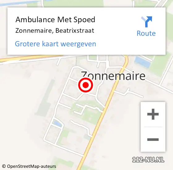 Locatie op kaart van de 112 melding: Ambulance Met Spoed Naar Zonnemaire, Beatrixstraat op 15 augustus 2016 16:07