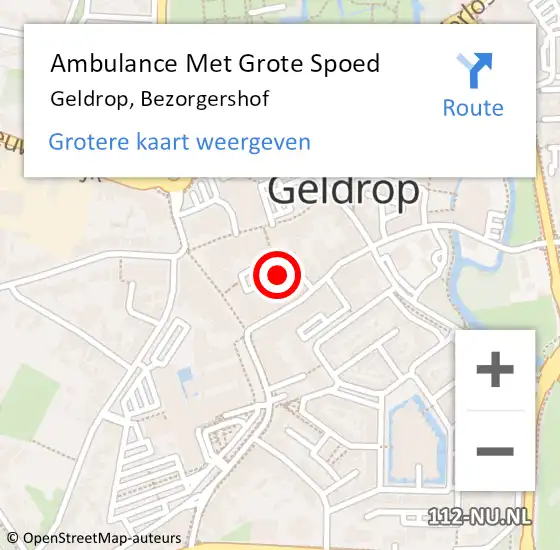 Locatie op kaart van de 112 melding: Ambulance Met Grote Spoed Naar Geldrop, Bezorgershof op 15 augustus 2016 16:09