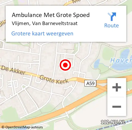 Locatie op kaart van de 112 melding: Ambulance Met Grote Spoed Naar Vlijmen, Van Barneveltstraat op 15 augustus 2016 16:59