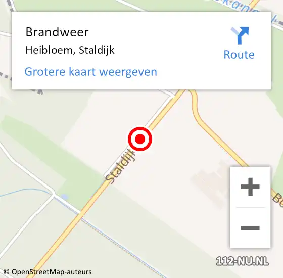 Locatie op kaart van de 112 melding: Brandweer Heibloem, Staldijk op 15 augustus 2016 17:38
