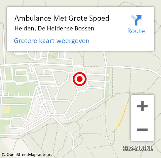 Locatie op kaart van de 112 melding: Ambulance Met Grote Spoed Naar Helden, De Heldense Bossen op 15 augustus 2016 18:00