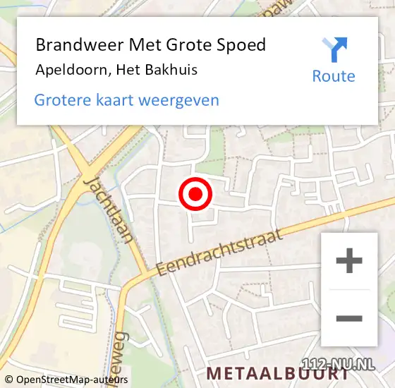 Locatie op kaart van de 112 melding: Brandweer Met Grote Spoed Naar Apeldoorn, Het Bakhuis op 15 augustus 2016 18:27