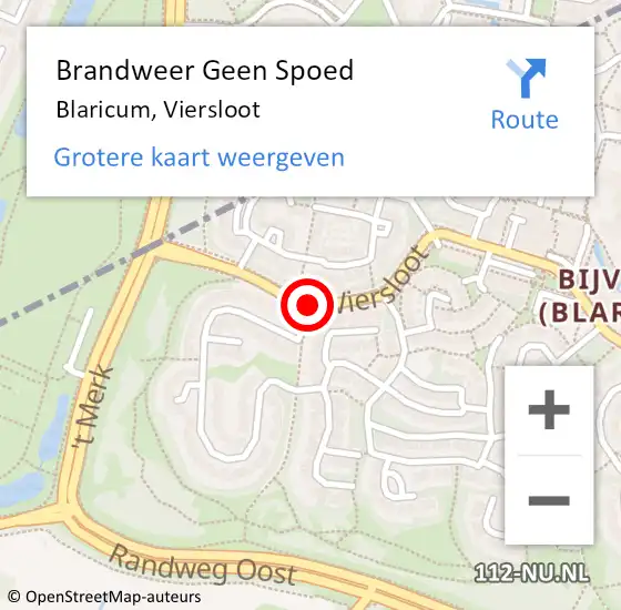 Locatie op kaart van de 112 melding: Brandweer Geen Spoed Naar Blaricum, Viersloot op 15 augustus 2016 18:54