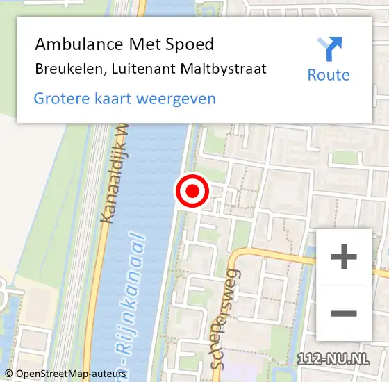 Locatie op kaart van de 112 melding: Ambulance Met Spoed Naar Breukelen, Luitenant Maltbystraat op 15 augustus 2016 19:11