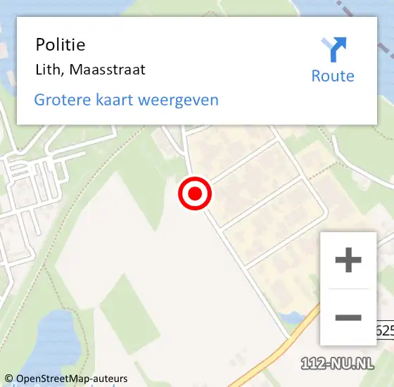 Locatie op kaart van de 112 melding: Politie Lith, Maasstraat op 15 augustus 2016 19:38