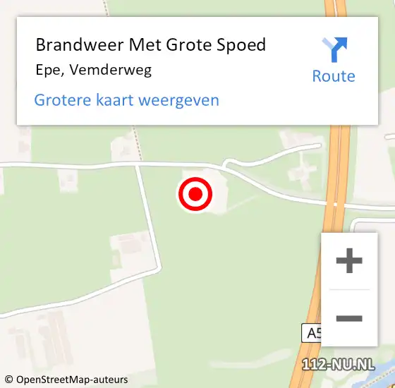 Locatie op kaart van de 112 melding: Brandweer Met Grote Spoed Naar Epe, Vemderweg op 15 augustus 2016 20:47