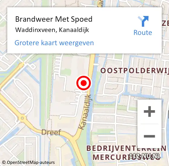 Locatie op kaart van de 112 melding: Brandweer Met Spoed Naar Waddinxveen, Kanaaldijk op 15 augustus 2016 21:11