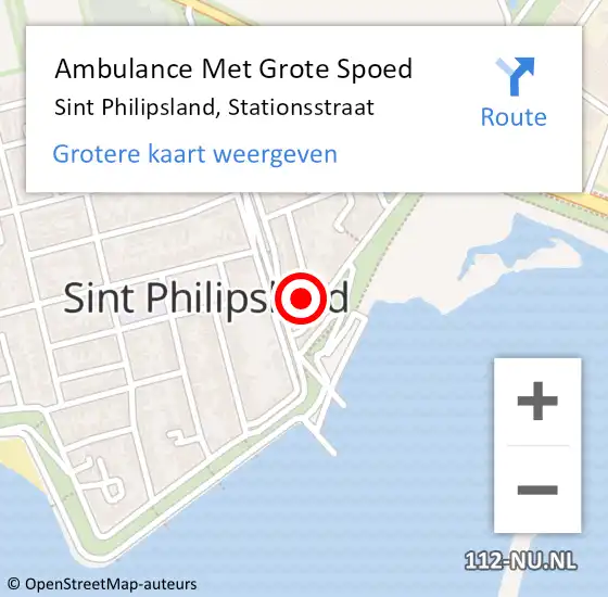 Locatie op kaart van de 112 melding: Ambulance Met Grote Spoed Naar Sint Philipsland, Stationsstraat op 15 augustus 2016 21:16