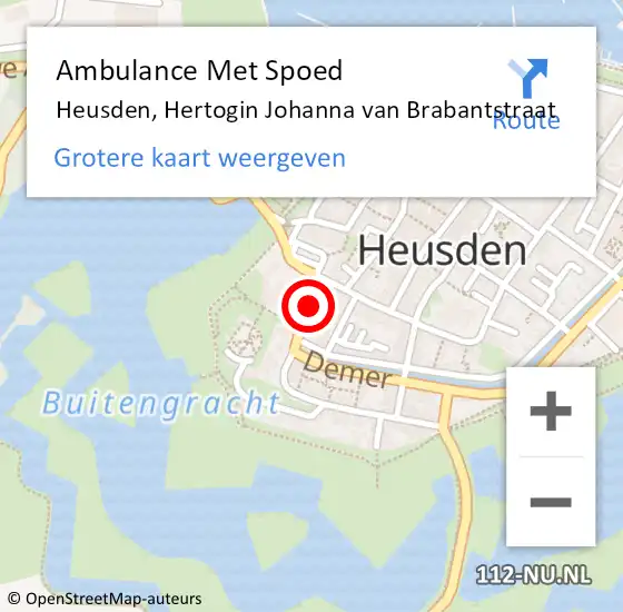 Locatie op kaart van de 112 melding: Ambulance Met Spoed Naar Heusden, Hertogin Johanna van Brabantstraat op 15 augustus 2016 21:20