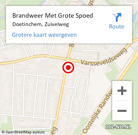 Locatie op kaart van de 112 melding: Brandweer Met Grote Spoed Naar Doetinchem, Zuivelweg op 15 augustus 2016 22:27