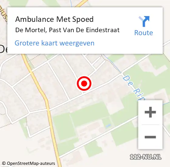 Locatie op kaart van de 112 melding: Ambulance Met Spoed Naar De Mortel, Past Van De Eindestraat op 15 augustus 2016 22:42