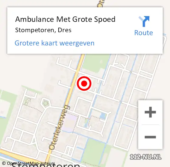 Locatie op kaart van de 112 melding: Ambulance Met Grote Spoed Naar Stompetoren, Dres op 16 augustus 2016 00:34