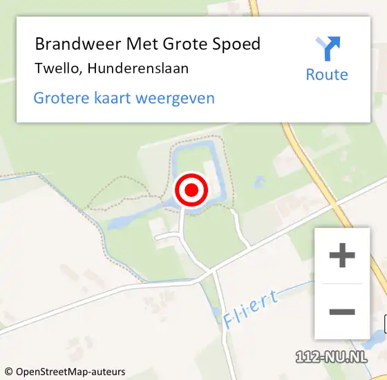 Locatie op kaart van de 112 melding: Brandweer Met Grote Spoed Naar Twello, Hunderenslaan op 16 augustus 2016 02:36