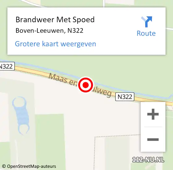 Locatie op kaart van de 112 melding: Brandweer Met Spoed Naar Boven-Leeuwen, N322 op 24 december 2013 09:11