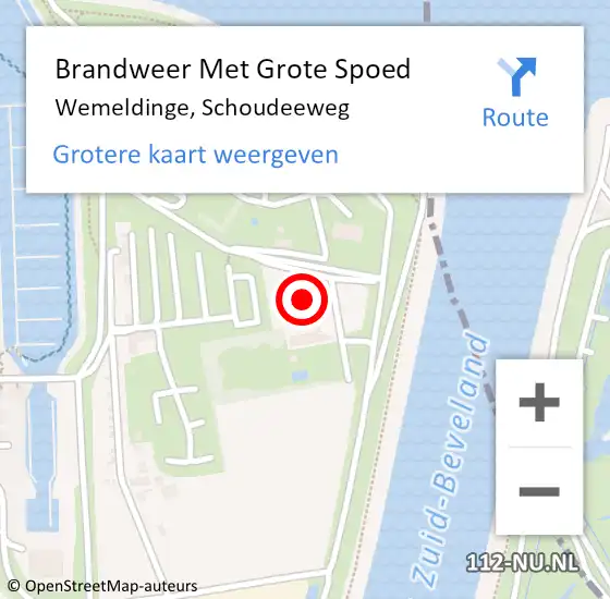 Locatie op kaart van de 112 melding: Brandweer Met Grote Spoed Naar Wemeldinge, Schoudeeweg op 16 augustus 2016 04:01