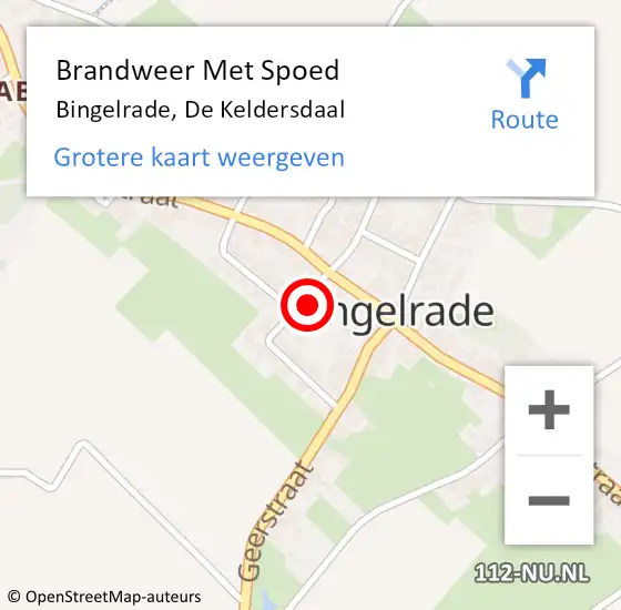 Locatie op kaart van de 112 melding: Brandweer Met Spoed Naar Bingelrade, De Keldersdaal op 16 augustus 2016 04:54