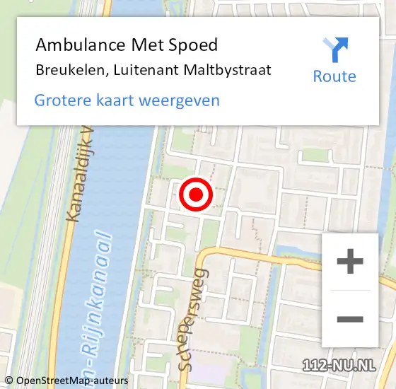 Locatie op kaart van de 112 melding: Ambulance Met Spoed Naar Breukelen, Luitenant Maltbystraat op 16 augustus 2016 05:27