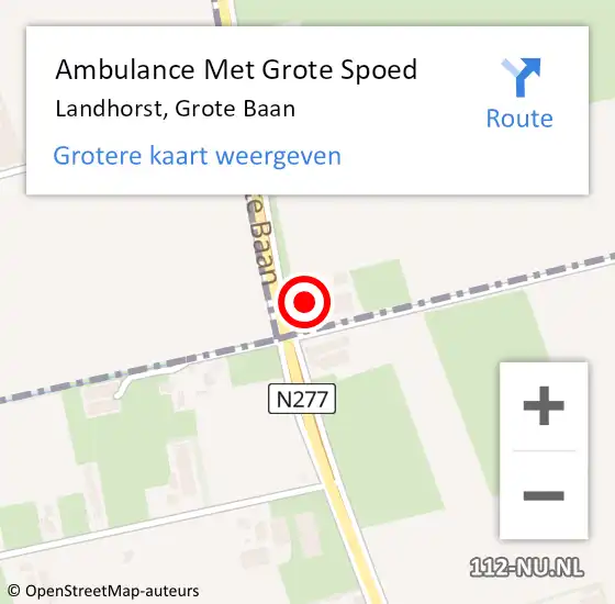 Locatie op kaart van de 112 melding: Ambulance Met Grote Spoed Naar Landhorst, Grote Baan op 16 augustus 2016 07:07