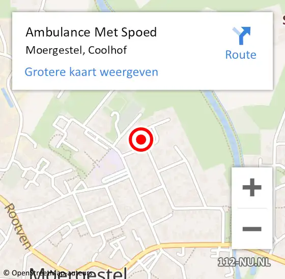 Locatie op kaart van de 112 melding: Ambulance Met Spoed Naar Moergestel, Coolhof op 16 augustus 2016 07:46