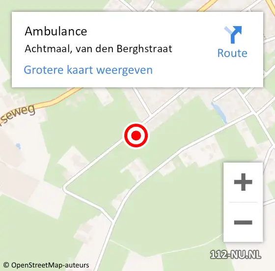 Locatie op kaart van de 112 melding: Ambulance Achtmaal, van den Berghstraat op 16 augustus 2016 08:07