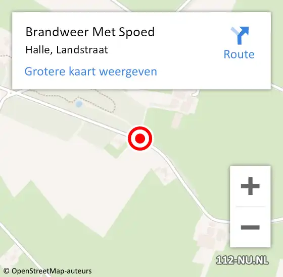 Locatie op kaart van de 112 melding: Brandweer Met Spoed Naar Halle, Landstraat op 16 augustus 2016 08:35