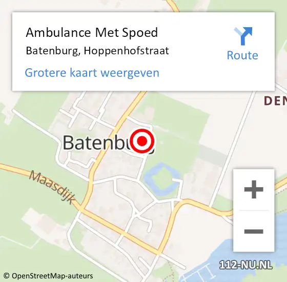 Locatie op kaart van de 112 melding: Ambulance Met Spoed Naar Batenburg, Hoppenhofstraat op 16 augustus 2016 09:24