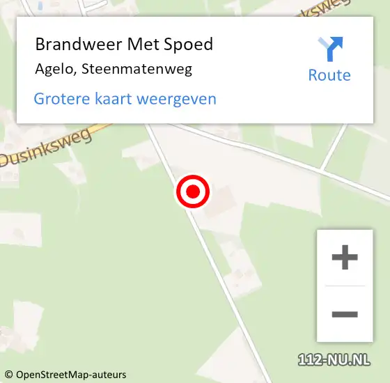 Locatie op kaart van de 112 melding: Brandweer Met Spoed Naar Agelo, Steenmatenweg op 16 augustus 2016 10:07