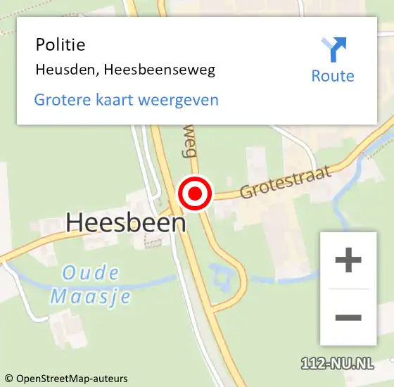 Locatie op kaart van de 112 melding: Politie Heusden, Heesbeenseweg op 16 augustus 2016 10:58