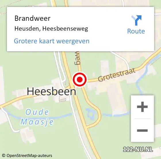 Locatie op kaart van de 112 melding: Brandweer Heusden, Heesbeenseweg op 16 augustus 2016 10:58