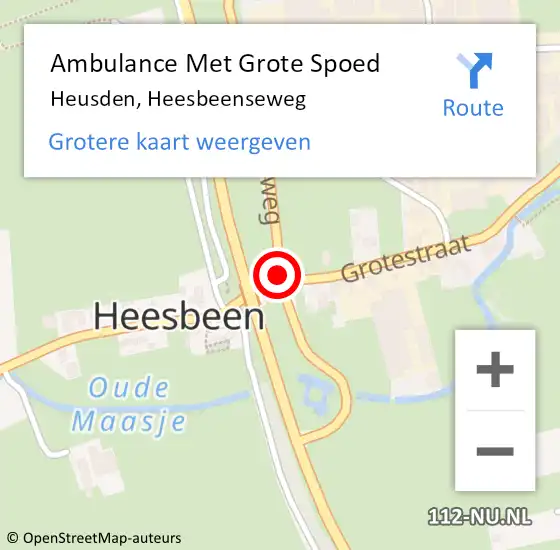 Locatie op kaart van de 112 melding: Ambulance Met Grote Spoed Naar Heusden, Heesbeenseweg op 16 augustus 2016 10:59