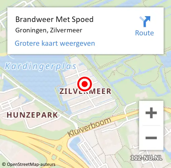 Locatie op kaart van de 112 melding: Brandweer Met Spoed Naar Groningen, Zilvermeer op 16 augustus 2016 12:20