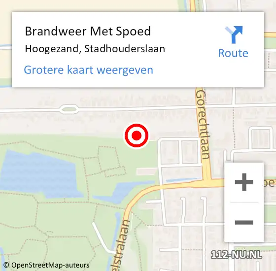 Locatie op kaart van de 112 melding: Brandweer Met Spoed Naar Hoogezand, Stadhouderslaan op 16 augustus 2016 12:23