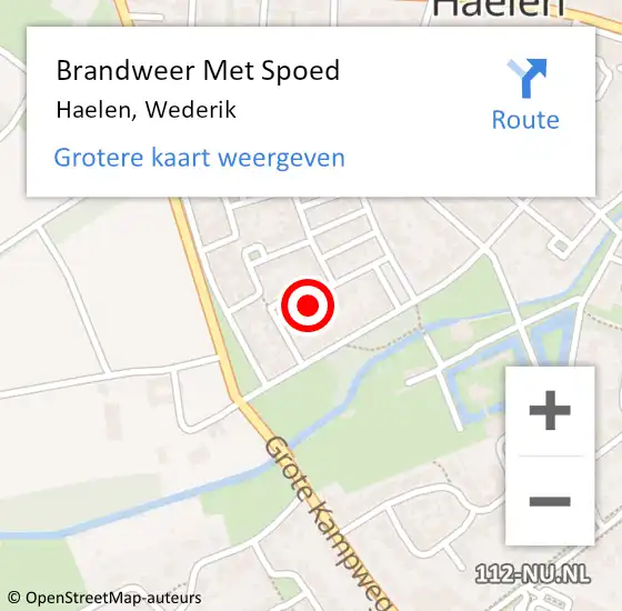 Locatie op kaart van de 112 melding: Brandweer Met Spoed Naar Haelen, Wederik op 16 augustus 2016 12:54