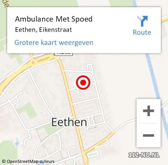 Locatie op kaart van de 112 melding: Ambulance Met Spoed Naar Eethen, Eikenstraat op 16 augustus 2016 12:58