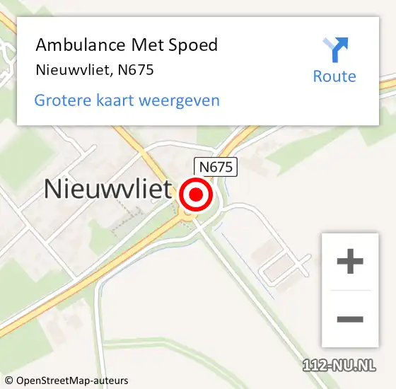 Locatie op kaart van de 112 melding: Ambulance Met Spoed Naar Nieuwvliet, N675 op 16 augustus 2016 13:34