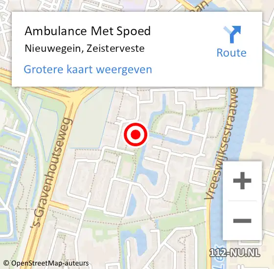 Locatie op kaart van de 112 melding: Ambulance Met Spoed Naar Nieuwegein, Zeisterveste op 16 augustus 2016 13:42