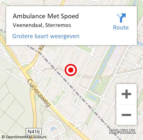 Locatie op kaart van de 112 melding: Ambulance Met Spoed Naar Veenendaal, Sterremos op 16 augustus 2016 13:52